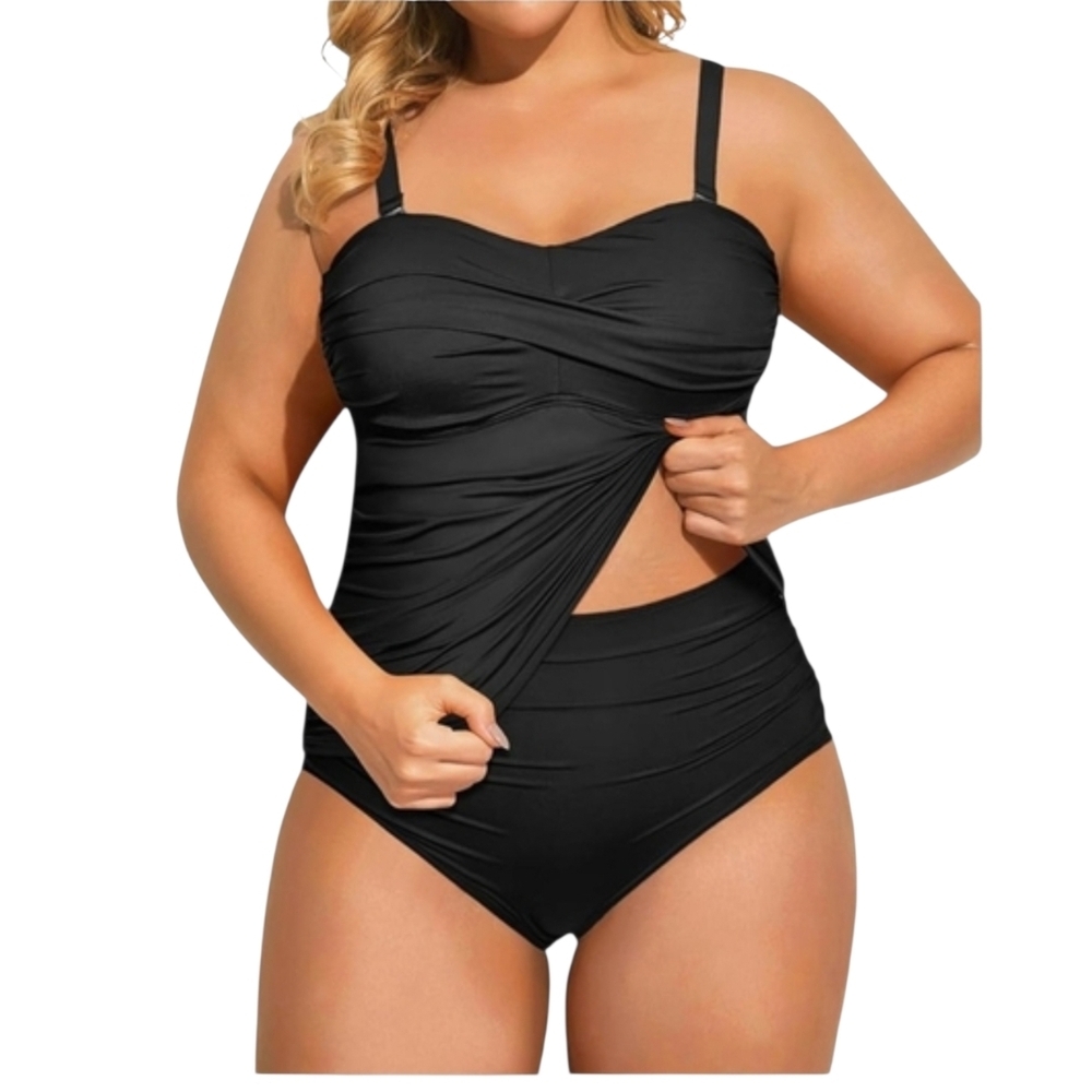 AQUA EVE - 16W Elegant Black Women's Swimwear - Picture 2 of 11